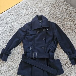 Coffee Shop- Navy Blue Pea Coat. Women's L/XL- NWOT